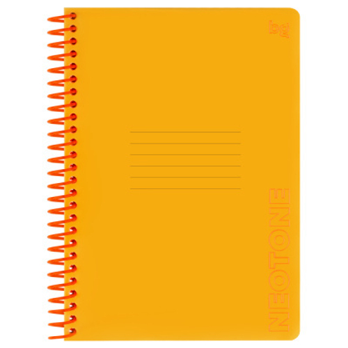 Тетрадь 48л., А5, клетка на пластиковом гребне, BG "Neon. Orange", пластиковая обложка