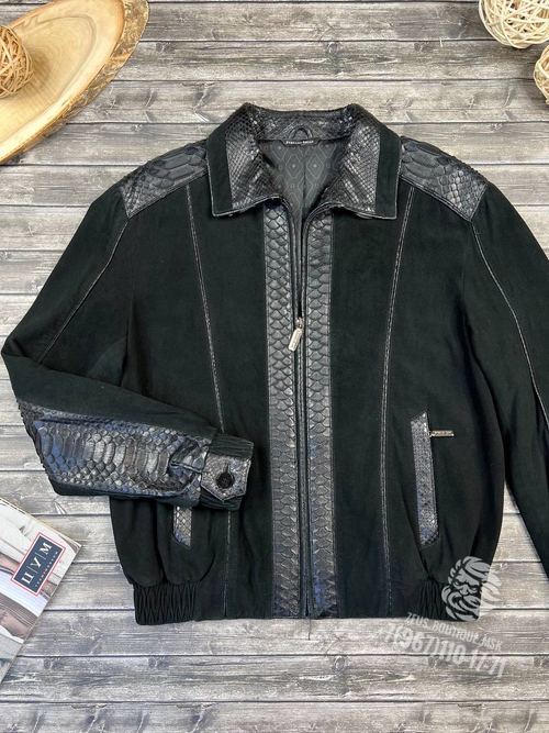 Куртка кожаная Stefano Ricci со вставками из кожи питона