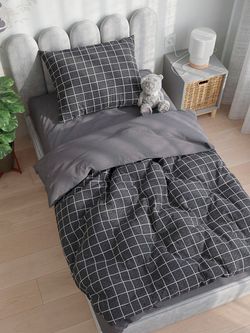 Постельное белье полисатин Simple House "Brugg/Brugg (компаньон)" 1,5-сп Наволочка 50х70 см 1 шт Простынь 150x215 см Пододеяльник 145x215 см