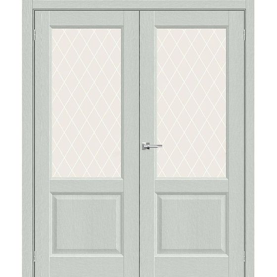 Двустворчатая дверь экошпон Неоклассик-33 grey wood остеклённая