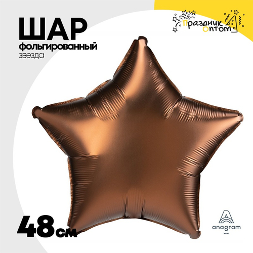 Шар фольгированный Звезда 48 см (Коричневый)