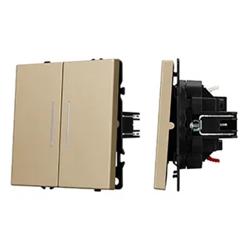 Механизм звонкового выключателя двухклавишный LED SWT-NOBE-MKR2-SFPL-L-GD (230V, 10A) (Arlight, Золотой песок) 061743(1)