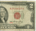 Банкнота США 2 доллара 1953 A 25156327 A. VG-