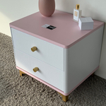 Тумба прикроватная на ножках с ящиками ROYAL 5303 эко (Зефир-Золото-р.золото)