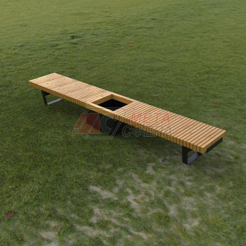 Лавка Rail Road 02 двойная с вазоном