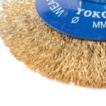 Щетка коническая 115 мм/М14 для УШМ, проволока витая латунированная Yoko