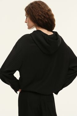 Жакет с капюшоном ((Рири)), черный в полоску