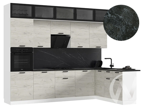 Кухня Рио NEW ЛДСП 3;0х1;8м (белый/дуб крафт белый/кастилло темный) Компоновка №4