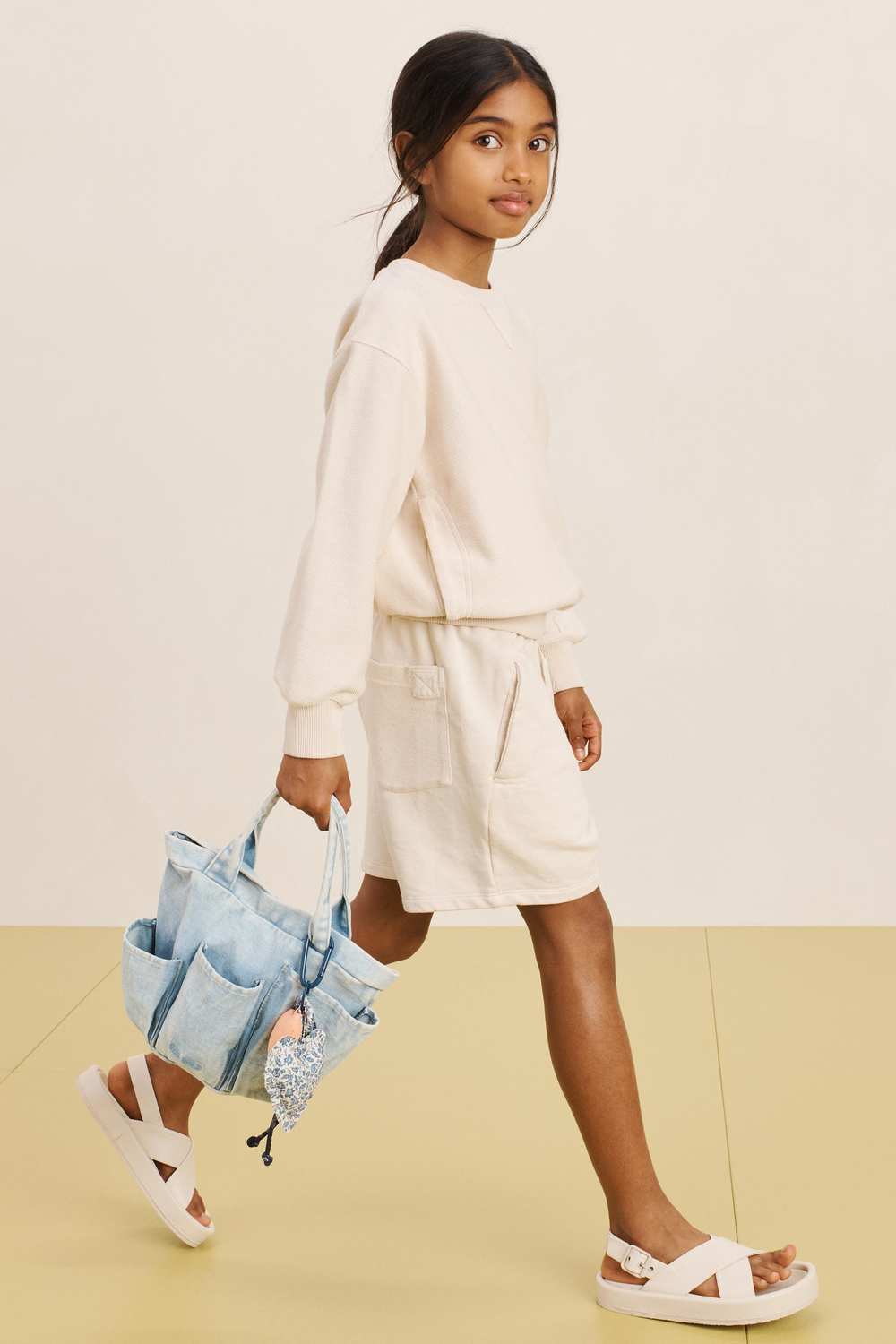 ZARA ДЖИНСОВАЯ СУМКА-ТОУТ, СИНИЙ