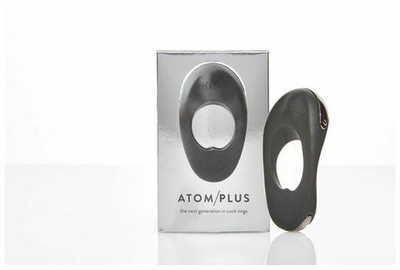 Черное эрекционное виброкольцо с двумя виброэлементами ATOM PLUS (Цвет: черный)