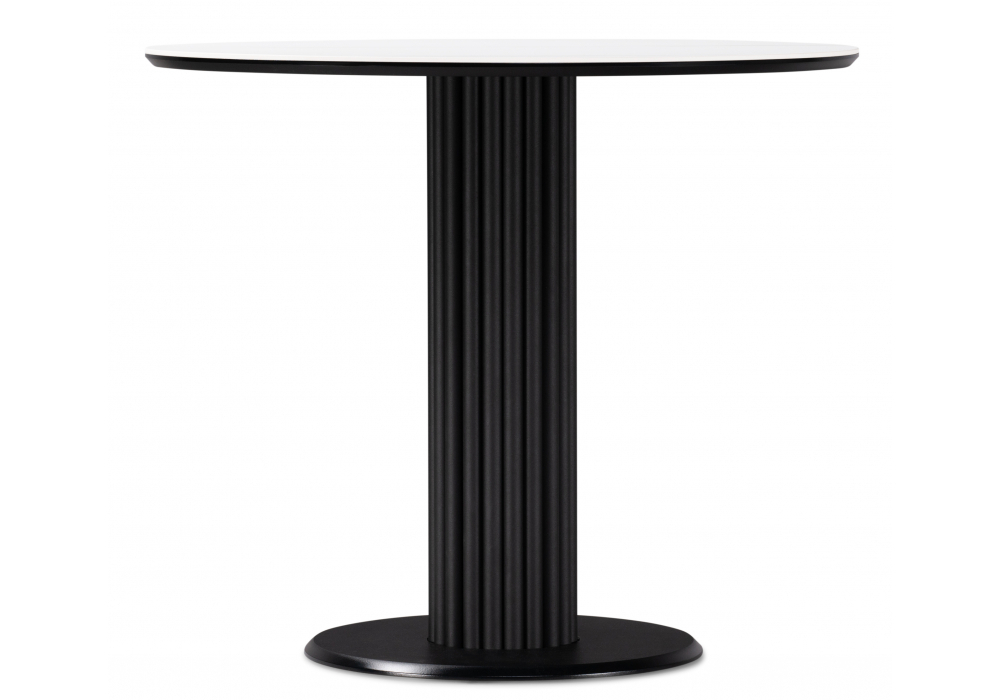 Керамический стол Woodville Кэмерон 90х90х75 белый мрамор snow white, черный, ножки черные