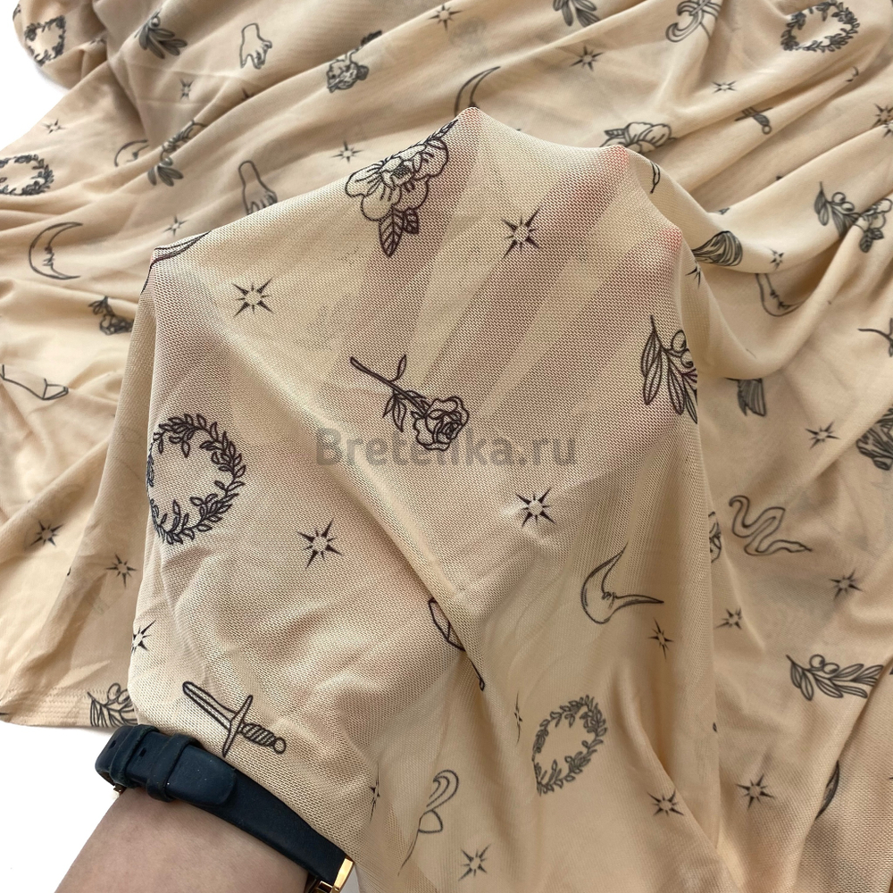 Сетка эластичная телесная с эффектом тату