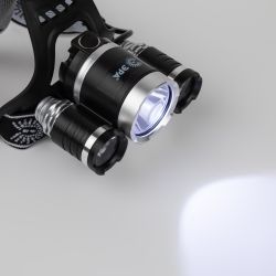 Фонарь налобный светодиодный ЭРА GA-809 аккумуляторный алюминиевый 4 режима трехламповый High Power Headlamp