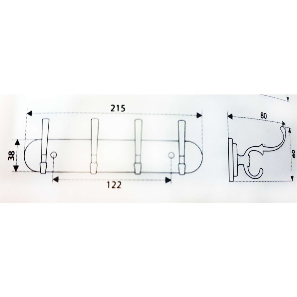 Крючок Trodos, 04.08.02 Планка, 302026, хром