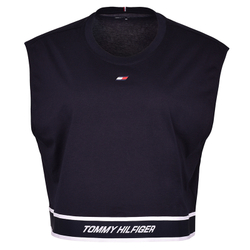 Женский топ теннисный Tommy Hilfiger Relaxed Tape C-NK Tank - Бирюзовый
