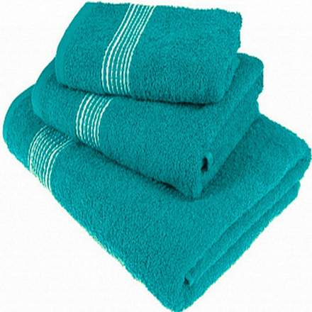 Набор из 3-х полотенец махровых "П37. КОСИЧКА ТЁМНО-БИРЮЗОВЫЙ", 100% хлопок, Россия.