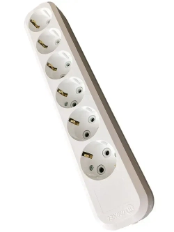 Колодка розеточная Makel 6 гнезд с заземлением 16А 3600Вт белая MGP 181