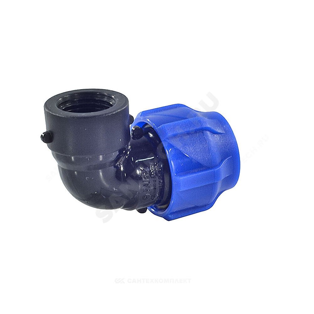 Отвод компрессионный ПЭ Дн 20х1/2"х90гр ВР Ру16 VALFEX 1210012320012