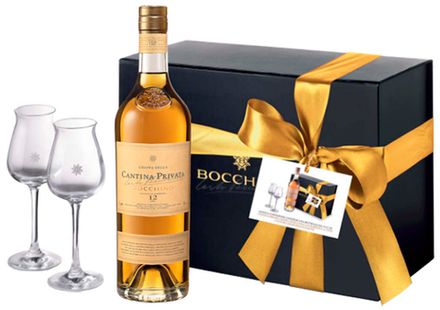 Граппа Cantina Privata Bocchino 12 anni, 0,7л, п/набор + 2 бокала
