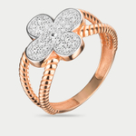 Кольцо для женщин из розового золота 585 пробы с фианитами (арт. К5102)