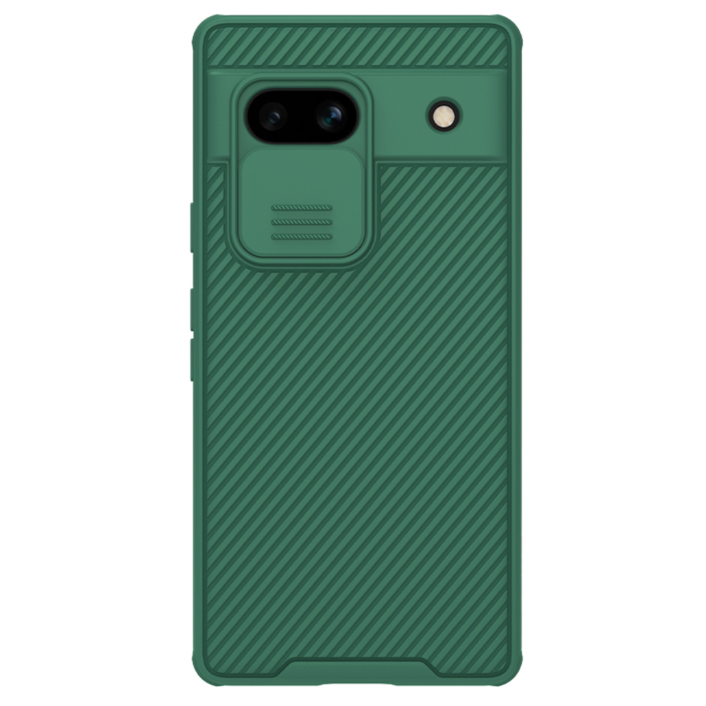 Чехол зеленого цвета на смартфон Google Pixel 7A от Nillkin, серия CamShield Pro, сдвижная шторка для защиты камеры