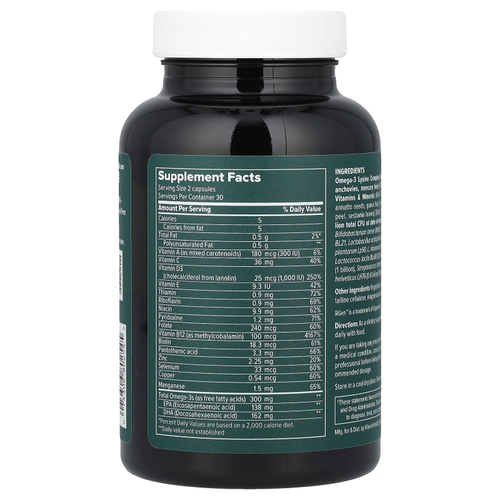 Vibrant Health, Trilogy ™, комплексная добавка 3 в 1 для ежедневного приема, 60 капсул