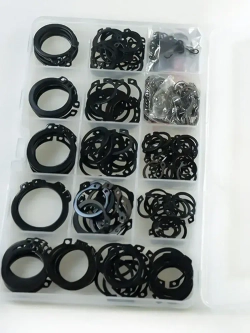 Стопорное кольцо из углеродистой стали, набор, 18 видов (размеров), 300 штук