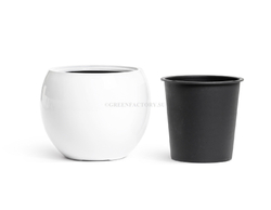 Кашпо TREEZ Effectory - серия Gloss - Полусфера - Белый глянцевый лак