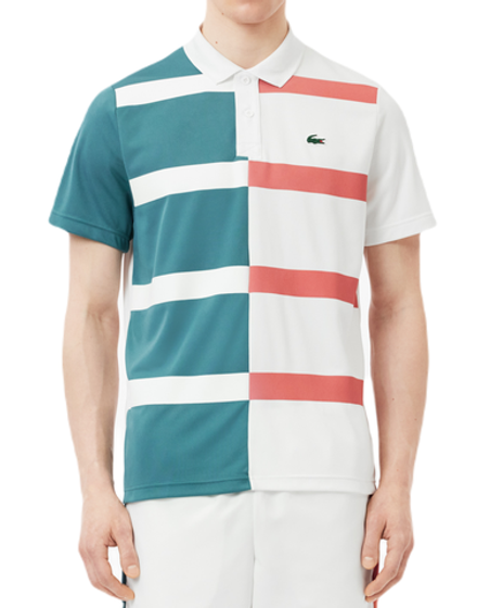 Теннисное поло Lacoste Ultra-Dry Colourblock Stripe Tennis Polo Shirt - blue/white/pink