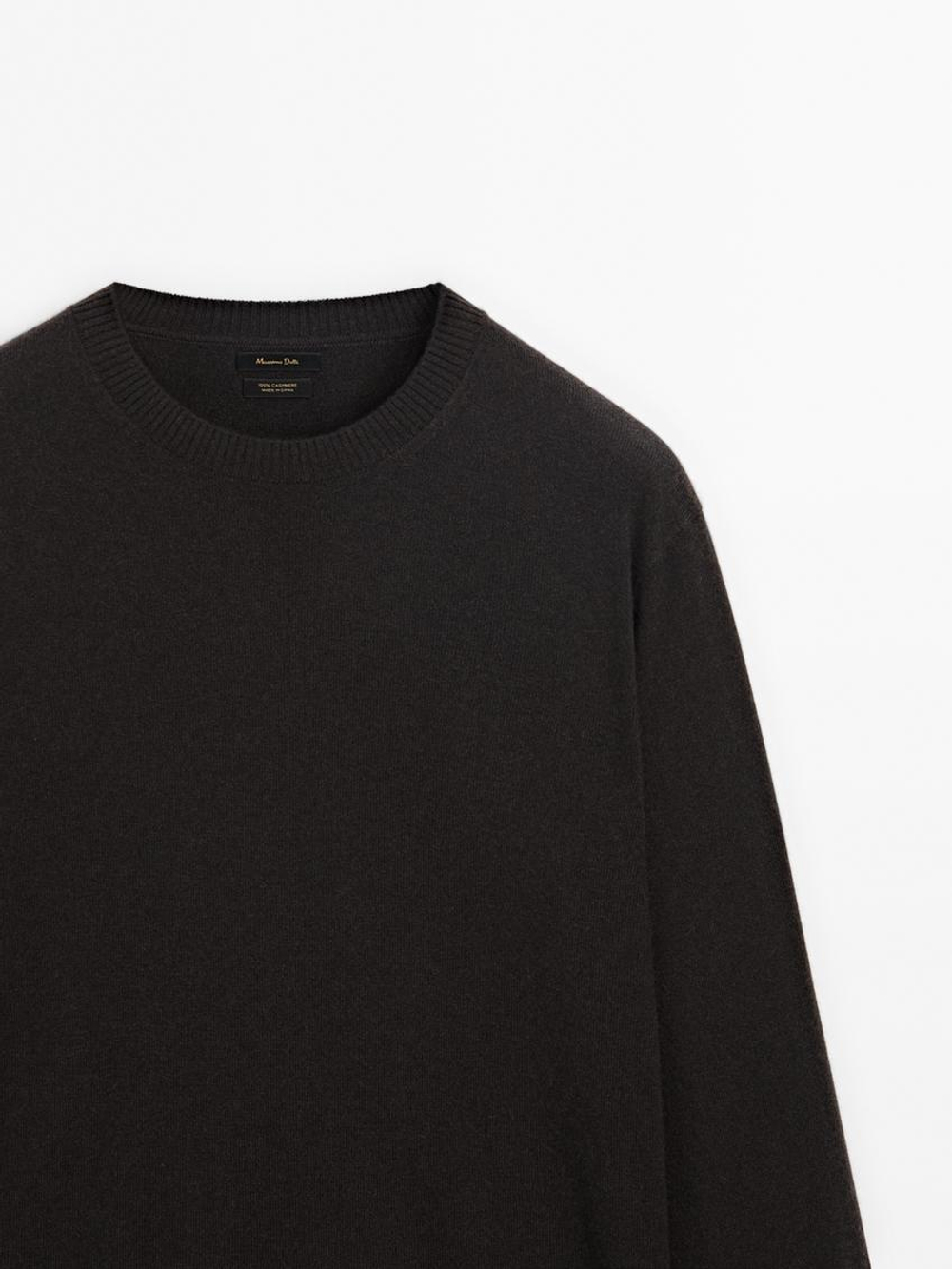 Massimo Dutti Джемпер из 100% кашемира с круглым вырезом, серый