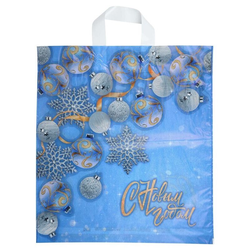 Пакет новогодний петлевая ручка Россия 38*42 см 40 мкм ПНД Заполярье 1 шт 500 шт/кор