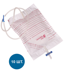 Мешок для сбора мочи 2000 мл трубка 90 см с крестовым краном UNICORNmed