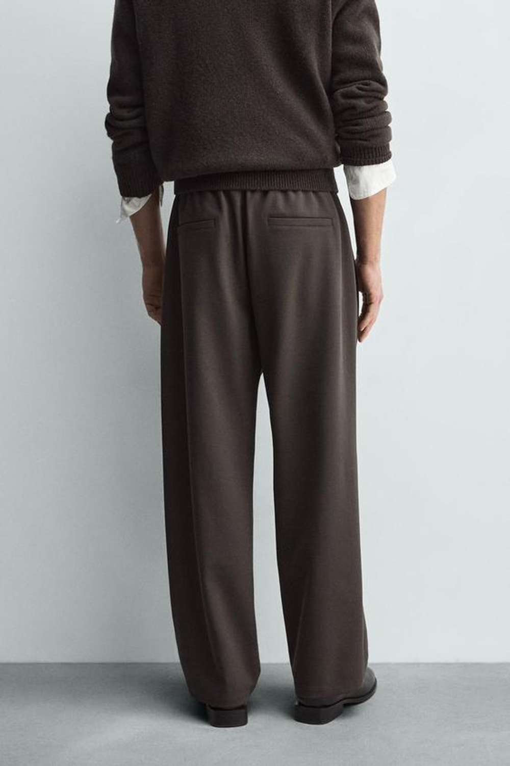 ZARA БРЮКИ RELAXED FIT СО СКЛАДКАМИ, ШОКОЛАДНЫЙ