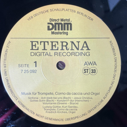 Винтажная виниловая пластинка LP Ludwig Guttler, Kurt Sandau, Friedrich Kircheis Musik Fur Trompete, Corno Da Caccia Und Orgel (ГДР 1987)