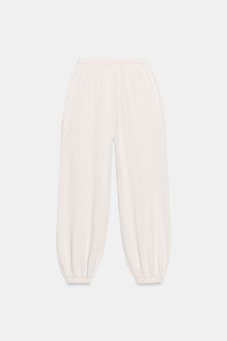 ZARA БРЮКИ-ДЖОГГЕРЫ С КАРМАНАМИ, ЭКРЮ