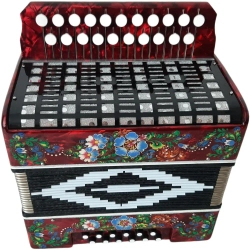 ГАРМОНЬ "ЧАЙКА" (S48/1ХL, 21х12), ЦВЕТ КРАСНЫЙ, РОСПИСЬ "ПАЛЕХ"