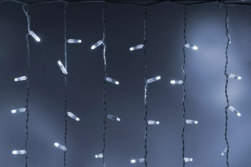 Светодиодный занавес 300 холодных белых LED ламп, 2*1.5 м., мерцание, белый провод ПВХ, Teamprof (TPF-CS2*1.5F-CW/W)
