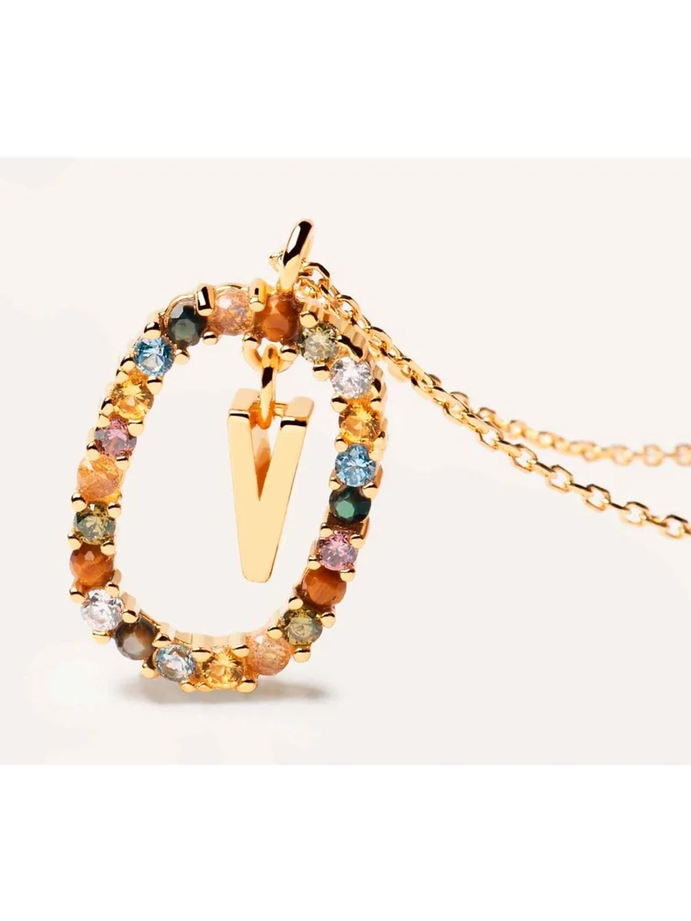 Колье Буква V серебро 925 пробы покрытое золотом