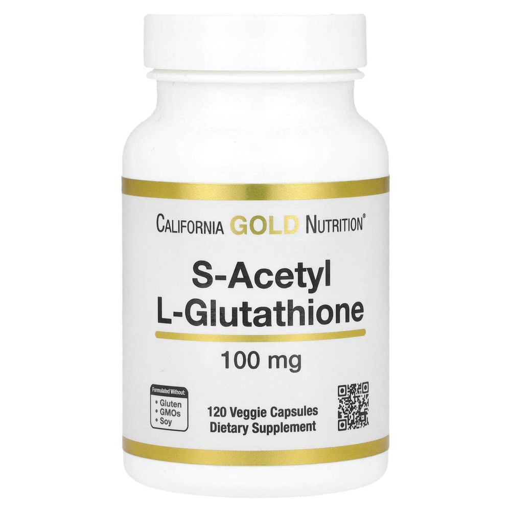 California Gold Nutrition, S-ацетил-L-глутатион, 100 мг, 120 растительных капсул