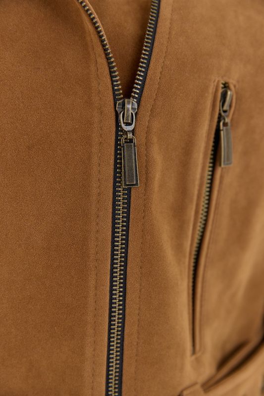 Куртка из искусственной замши, коричневая