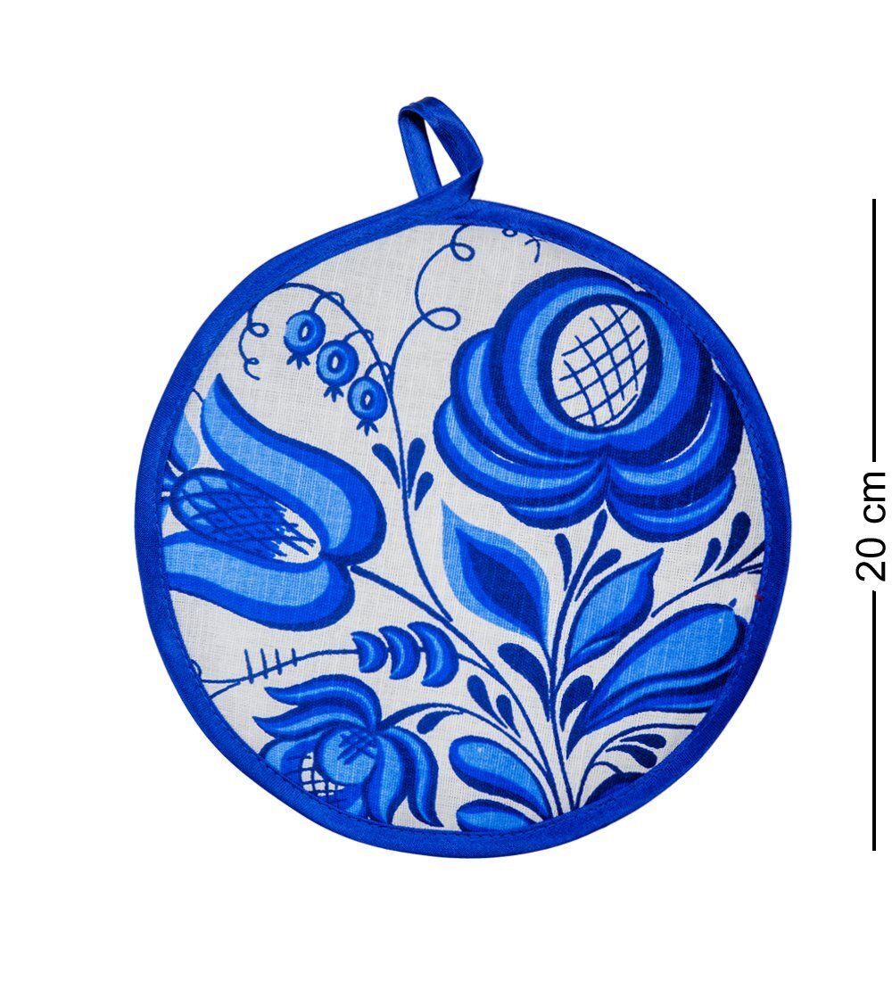 ТК-242 Набор 4 пр. «Фартук, рукавица, прихватка, полотенце» (лен, бело синий)