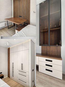 Мебель для спальни: платяной шкаф, ТВ консоль, рабочая зона