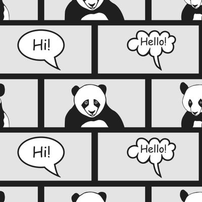 Animal panda seamless pattern. Comics.