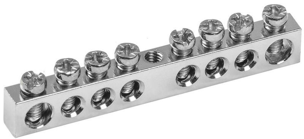 Шина PEN "земля-ноль" 6х9мм 8/1 Ni (8групп/крепеж по центру) IEK YNN10-08-100-N