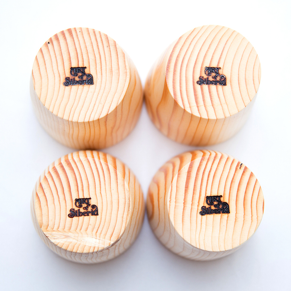 Набор деревянных бокалов (стаканов) из древесины кедра 4 шт. NC14