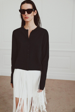 ZARA ФУТБОЛКА ИЗ 100% ХЛОПКА НА ПУГОВИЦАХ, ЧЕРНЫЙ