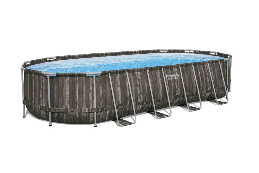 Каркасный овальный бассейн Bestway Power Steel 732х366х132 см + фильтр-насос 9463 л/ч, лестница, тент (561ES BW)