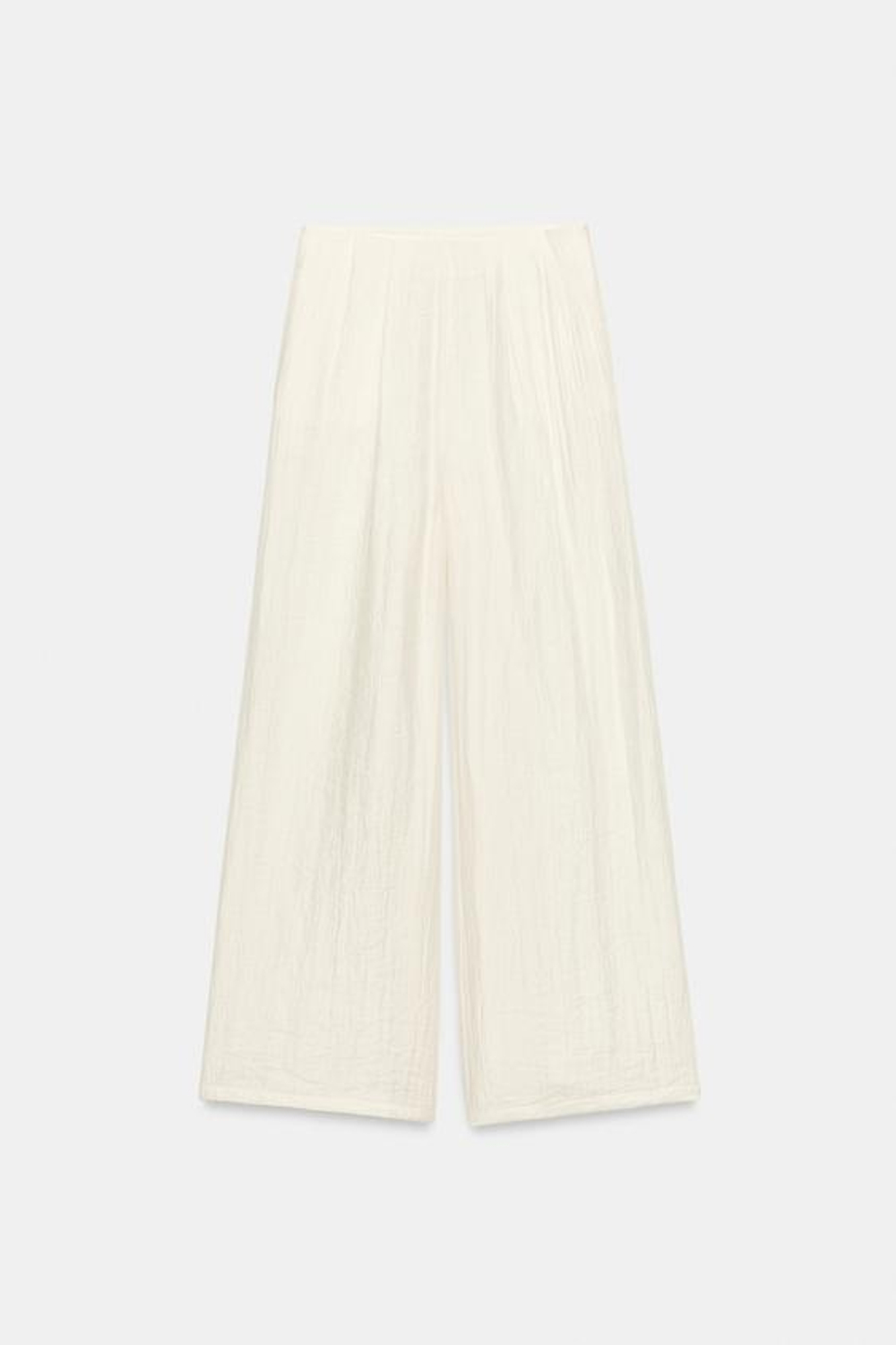 ZARA ШИРОКИЕ БРЮКИ СО СКЛАДКАМИ, ЭКРЮ