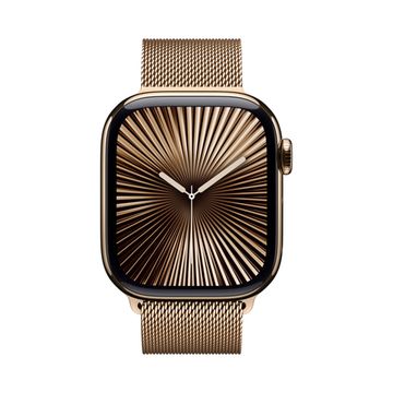 Часы Apple Watch Series 10, 46 мм, корпус из титана цвета «Golden Titanium», ремешок Milanese цвета «Golden», золотой