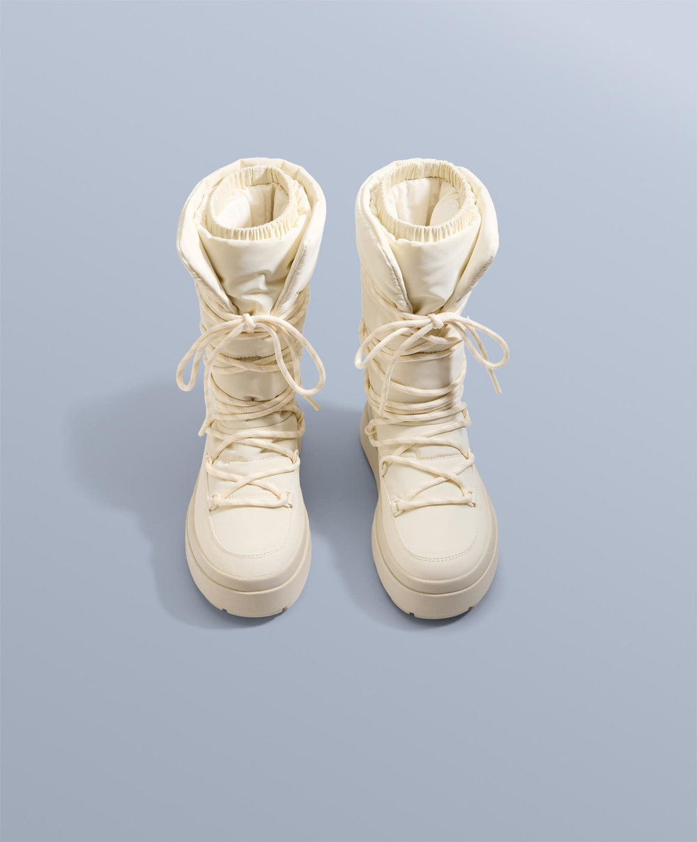 OYSHO Нейлоновые ботинки на шнуровке для après-ski, экрю